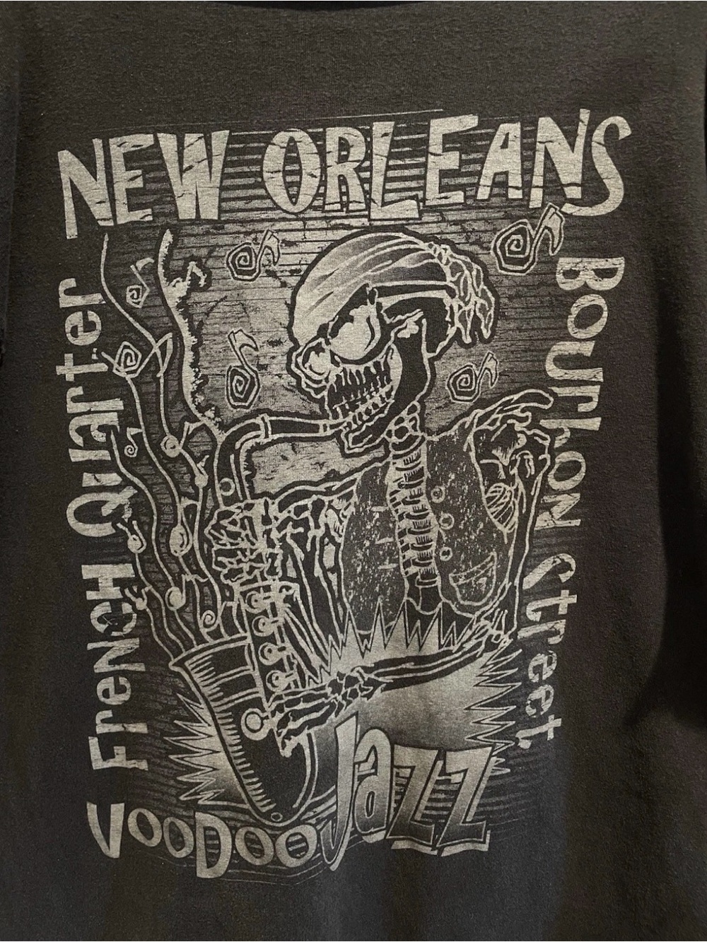 New Orleans Voodoo Jazz Off The Shoulder Tee Womens L Grunge Distressed Shirt - Picture 4 of 10